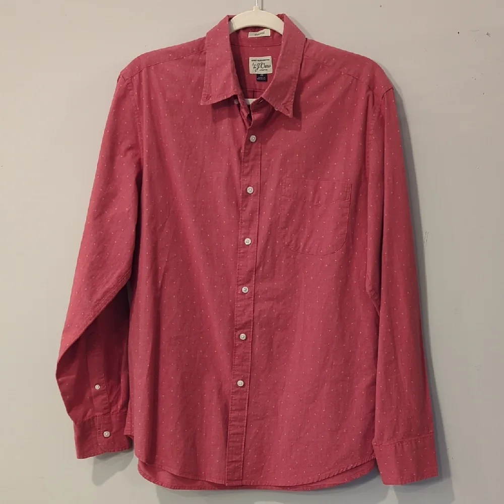 J. Crew Men's Button-Down Shirt Classic‎ Red size Medium